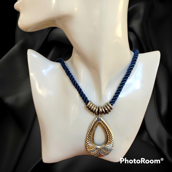 NY Collection Jewelry - Ny Collection Blue Rope Teardrop Pendant Necklace